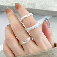 korean colorful transparent resin acrylic rings set for women trendy geometric square round ring wedding jewelry wholesale