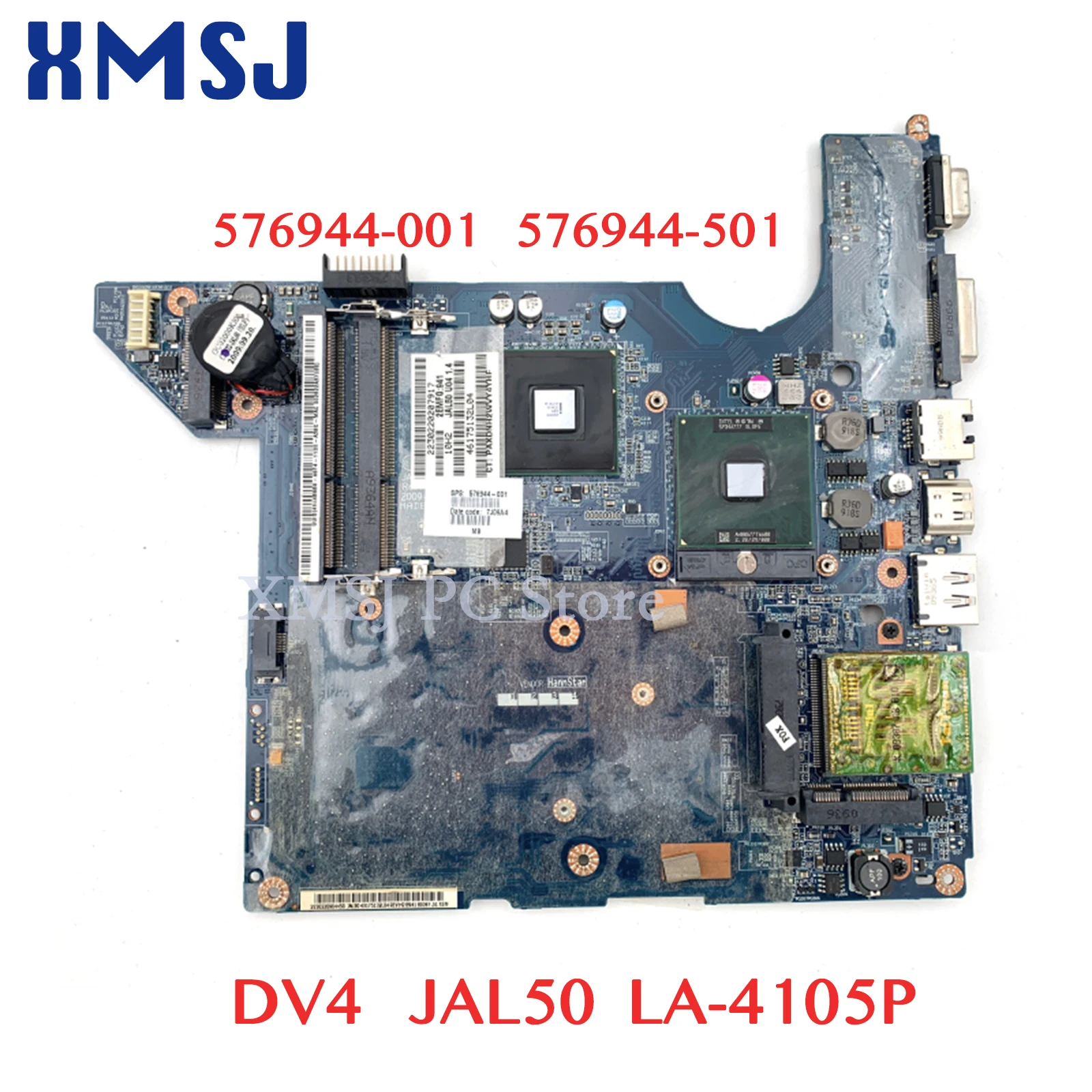 XMSJ For HP Pavilion DV4 576944-001 576944-501 JAL50 LA-4105P Laptop Motherboard DDR3 GM45 Free CPU Main Board Full Test