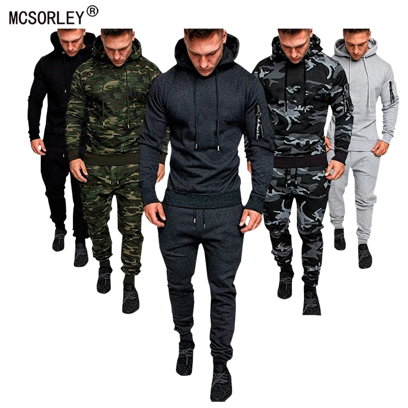 

Men's Tracksuit Military Hoodie 2 Pieces Sets Costom Your Logo Camouflage Muscle Man Autumn Winter Tactical Sweat Jacket Pants