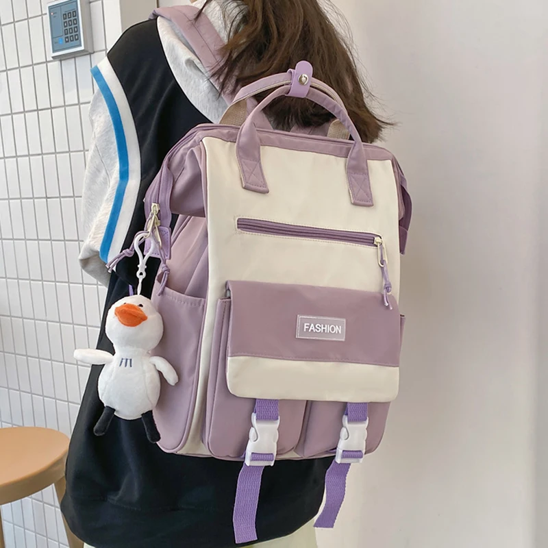 

High Quality Women Travel Backpack 2021 New Design College Student A4 Book Rucksack Nylon SchoolBag For Teenage Girls Boys