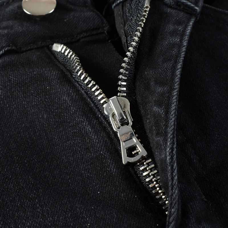 Street Fashion Men Jeans Black Color Elastic Stretch Skinny Fit Ripped Jeans Men Red Purple Patched Designer Hip Hop Brand Pants