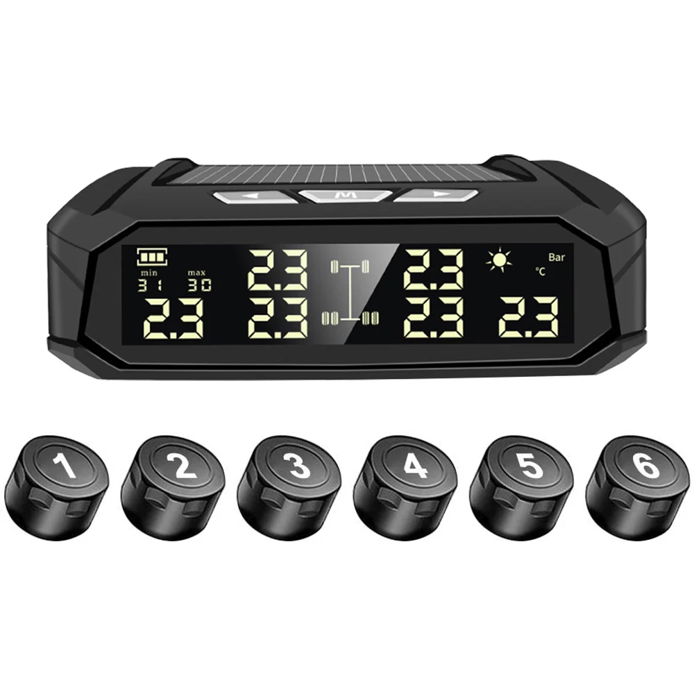

Car TPMS Tire Pressure Monitoring System Auto Display Alarm Monitoring USB Charging Temperature Alert with 4/6 Sensors Device