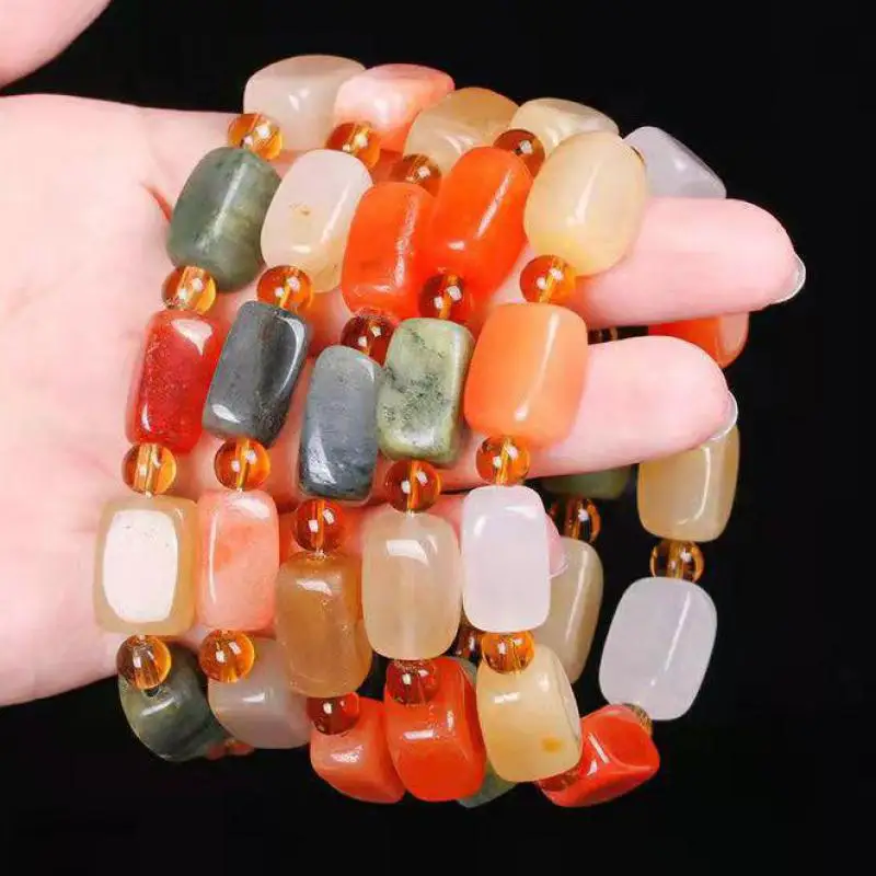 

Natural Colorful Jade Bracelet Men Women Fashion Charms Jewellery Real Chinese Jades Stone Square Bead Bracelets Healing Bangle