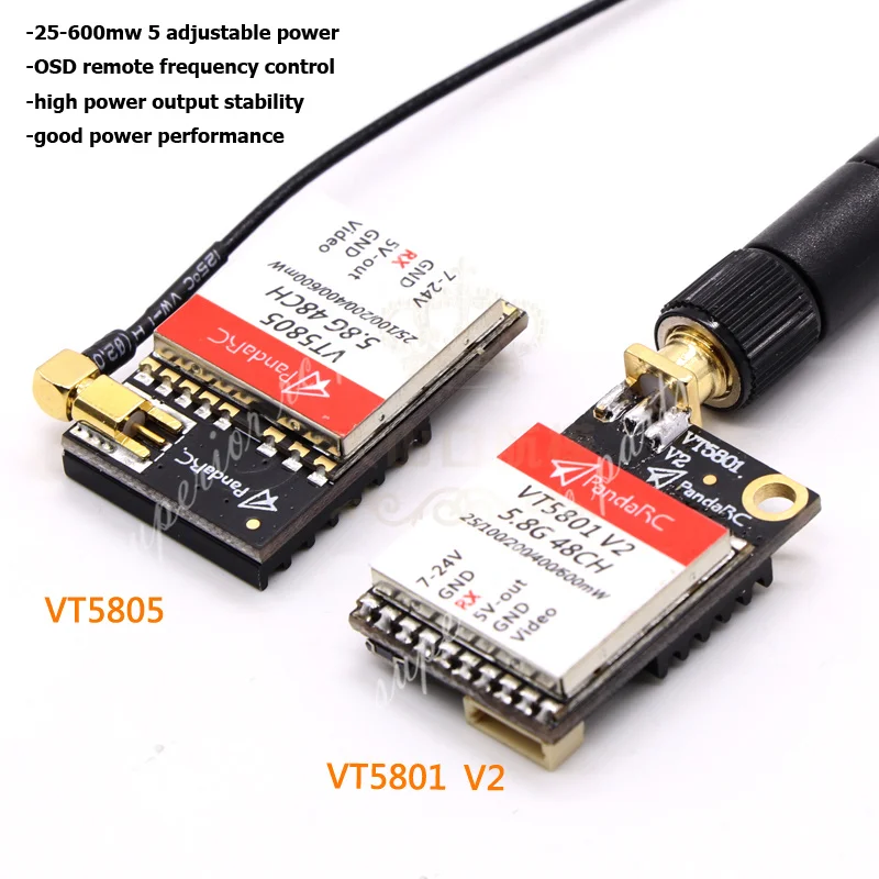 Видеопередатчик PandaRC VT5801 V2 VT5805 FPV 5 8 ГГц 48 каналов 25/100/200/400 МВт переключаемый OSD
