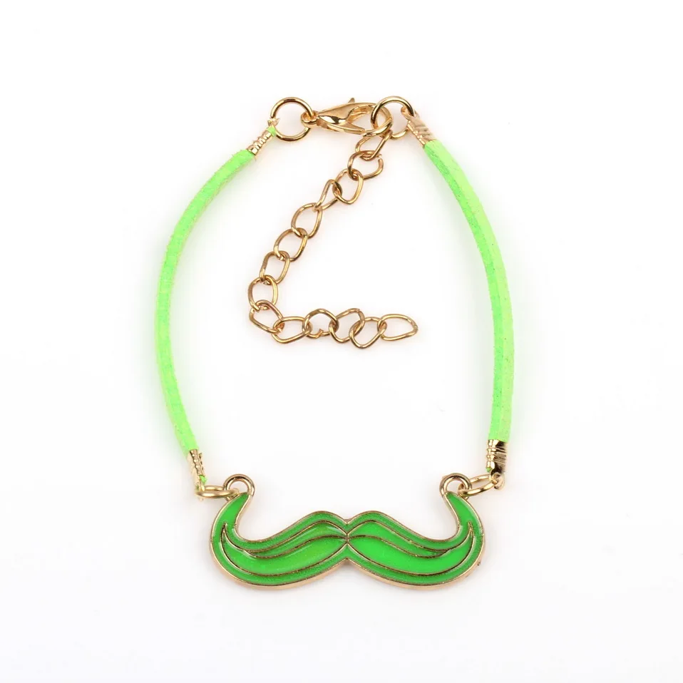 Ручная партия золотого цвета заявление браслет браслет подарок модный дизайн эмаль металл кожа усы для девочек.