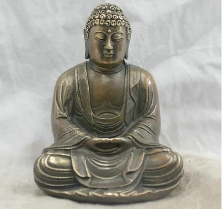 Copper Statue Chinese Folk Culture Handmade Brass Bronze Sakyamuni Buddha Sculpture | Figurines &amp Miniatures