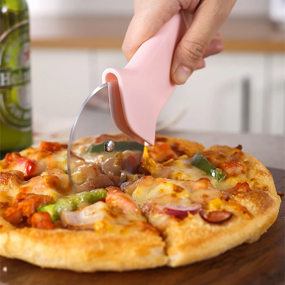 

Stainless Steel Pizza Cutters Dual-purpose Pizza Bottle OpenerHandle Pizza Roller Cutter Baking Tool Home Kitchen Accessories