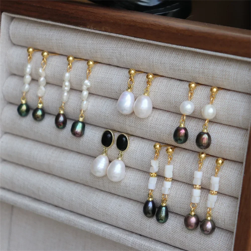 Серьги-капли из стерлингового серебра 925 серьги с натуральным пресноводным