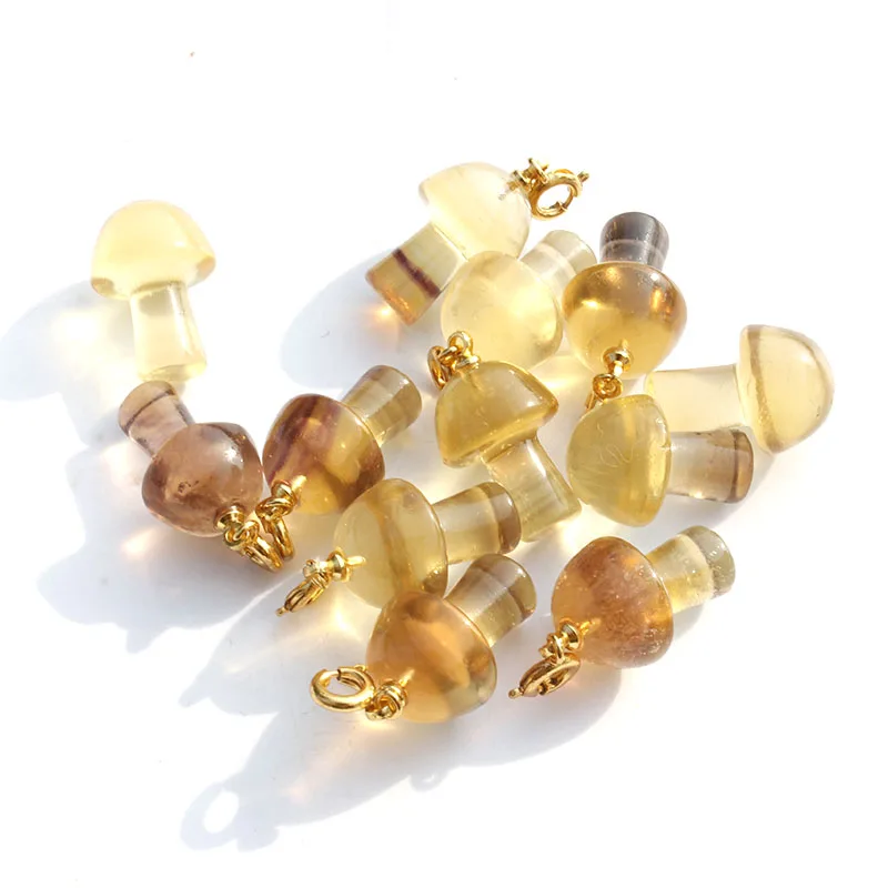 

5 / 10 Pcs 0.7 Inch Natural Yellow Fluorite Crystal Mushroom