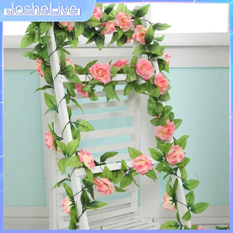 

2.4M Artificial Rose Flower Rattan Garland Vine Ivy Home Wedding Garden Party Home Wedding Room Decor 5 Colors Hot