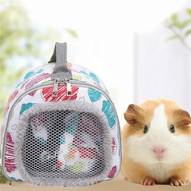 

Outdoor Small Pet Carrier Handbag Portable Travle Shoulder Bags For Hedgehog Guinea Pig Cozy Breathable Mesh Hamster Plush Nest