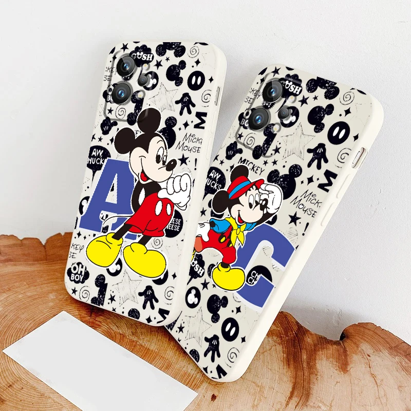 

Disney Mickey Minnie ABC Phone Case For OPPO Realme 50A 50i Q3S Q5i C21Y C11 GT Neo3 Neo2 9 9i 8 8i 7 Pro Plus Liquid Rope