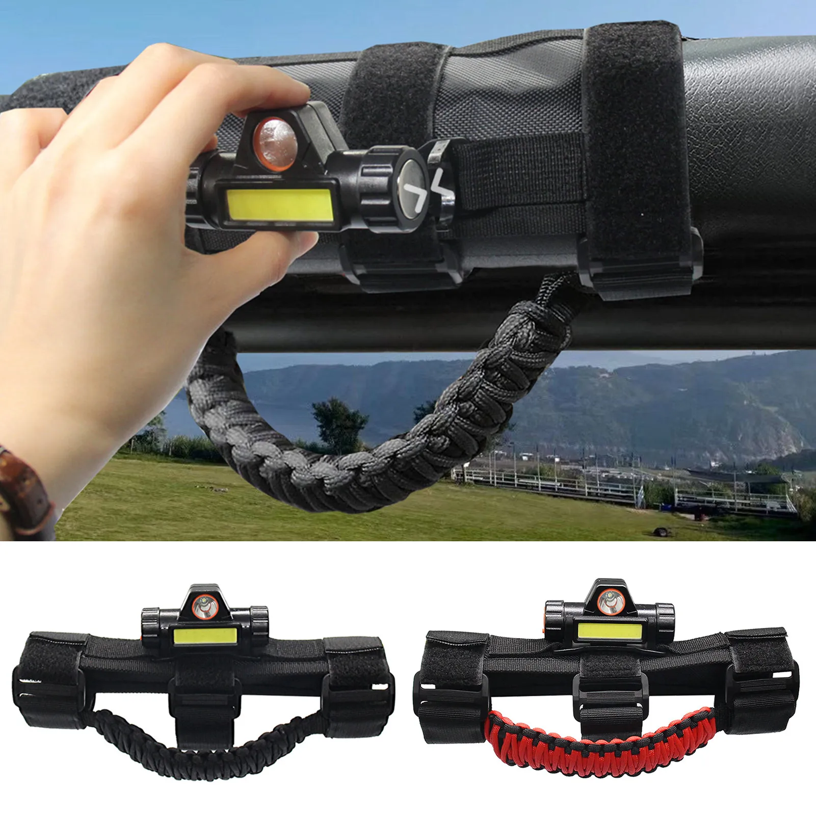 

Ручки для захвата Paracord, рулонная рукоятка, ремешок подходит для 2-4 дюймовых стержней, автомобильная ручка для стержней 2-4 дюйма, черные, крас...