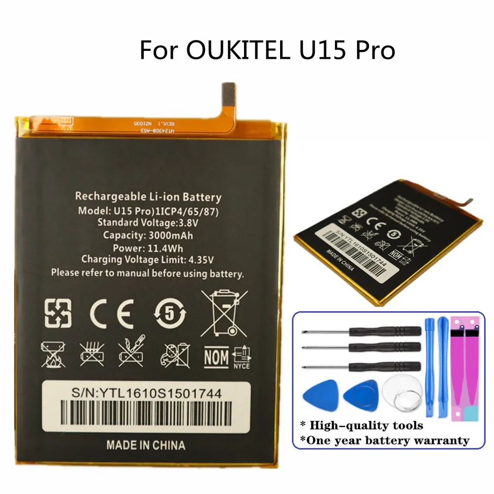 

100% Новый Сменный аккумулятор OUKITEL U15Pro 3000 мАч для смартфона OUKITEL U15 Pro резервный аккумулятор