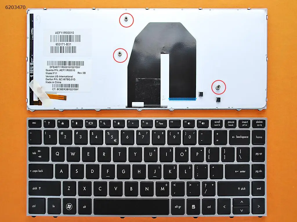 

US Laptop Keyboard for HP Probook 5330 5330M SILVER FRAME BLACK Backlit