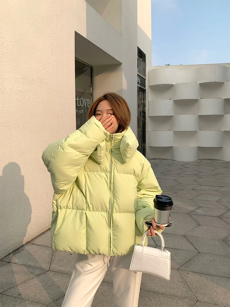 Women's Down Puffer Jackets Winter Korean Fashion Baggy Thickening Warm Bubble Ladies Cropped Coat Cotton Padded Outwear Parkas
