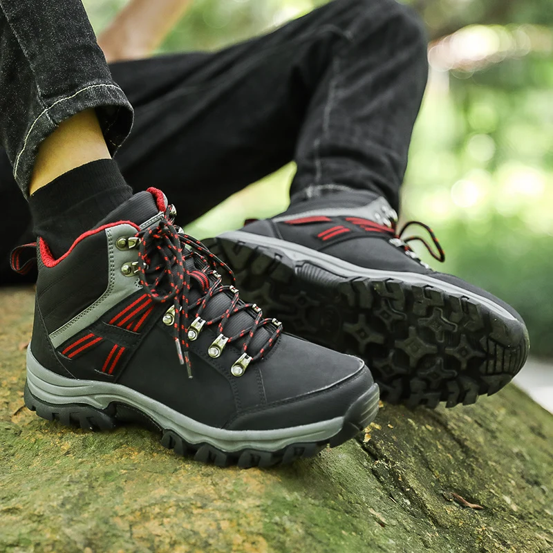 High Top Men Hiking Shoes Outdoor Mountain Tactical Boots Men Trekking Shoes Waterproof Boots Anti-slip Men's Trekking Sneakers
