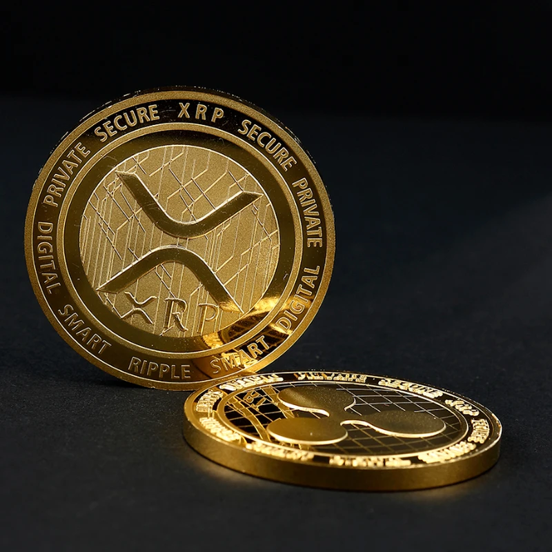 

New Crypto XRP Coin Alloy Ripple Coin Gold Cryptocurrency with Coin Box Fine Copper Ripple Coin Custom Metal BTC BitCoin Gift