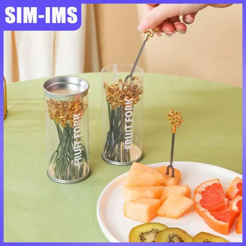 

Thickened Fruit Fork 6/18 Pack Mini Forks Portable Light Luxury Dessert Fork Party Decoration Gold Plated Cake Fork Bagged/boxed