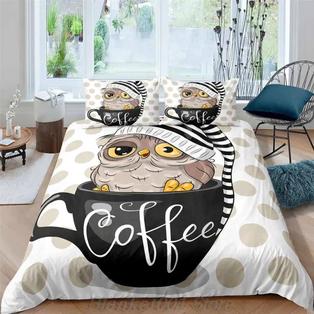 

Homesky Cute Cartoon Owl Duvet Cover Bedding Set Comforter Cover Quilt Cover Pillowcase 2/3 Pcs Boy Girl Twin Single Double Size