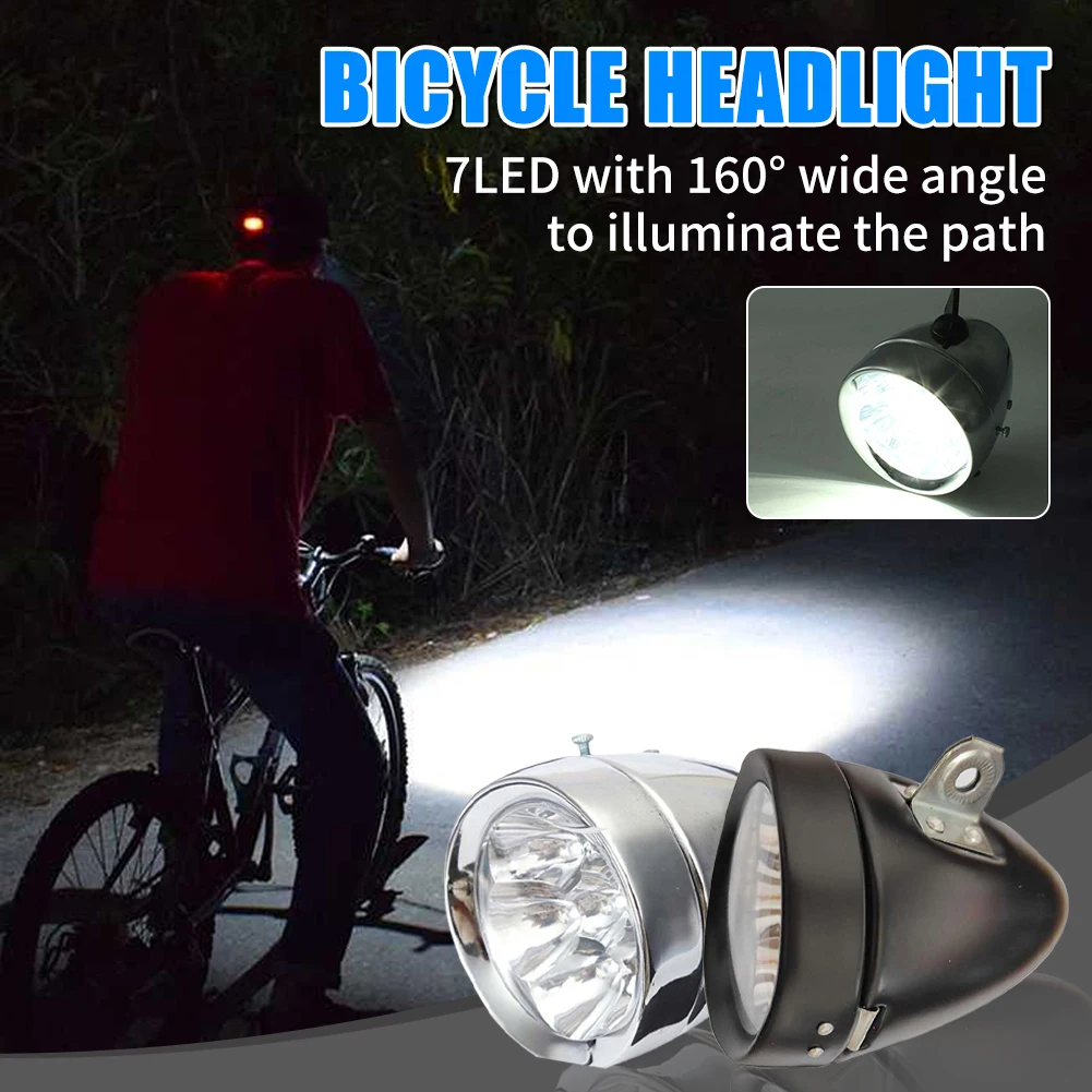 

Винтажная велосипедная передняя фара в стиле ретро, 7 светодиодов, предупреждающий ночной светсветильник льник, велосипедное украшение для...