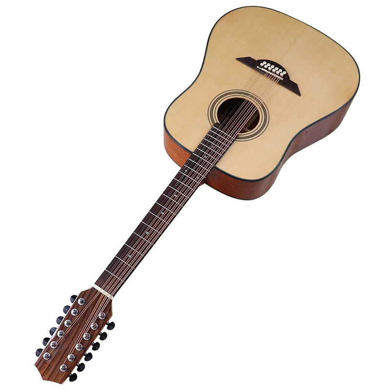 

12 Strings 41 Inch Acoustic Guitar Full size Design High gloss Finish Natural Color Sunbrust Color Folk Guitar