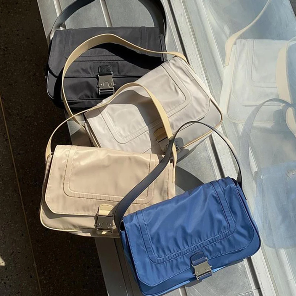 

Модные нейлоновые сумки для подмышек для женщин, брендовая дизайнерская сумка, квадратная сумка-тоут, сумка через плечо с замком, женские сумки и кошельки, клатч 2023
