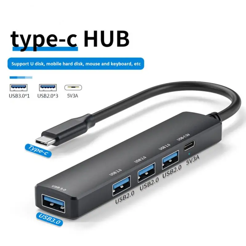 

Type C Hub Type-c Docking Station Hdtv 4k Adapter Splitter 5 In 1 Type C HDMI-compatible Usb Hub Adapter Multiple Expander 18cm