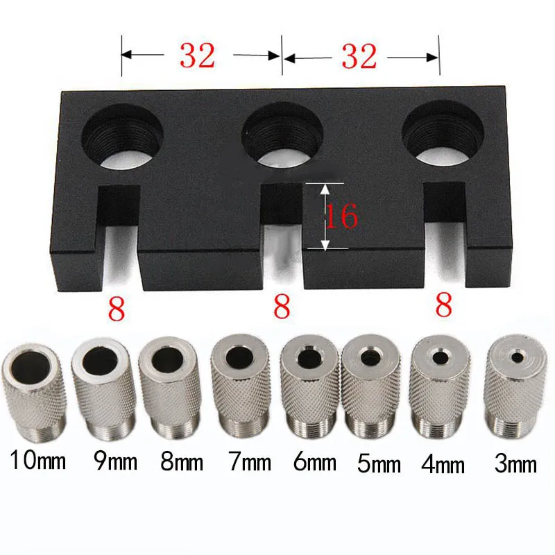 

3/4/5/6/7/8/9/10mm Drill Bit 3 in 1 log tenon hole punch Locator Jig Woodworking hole opener DIY tools