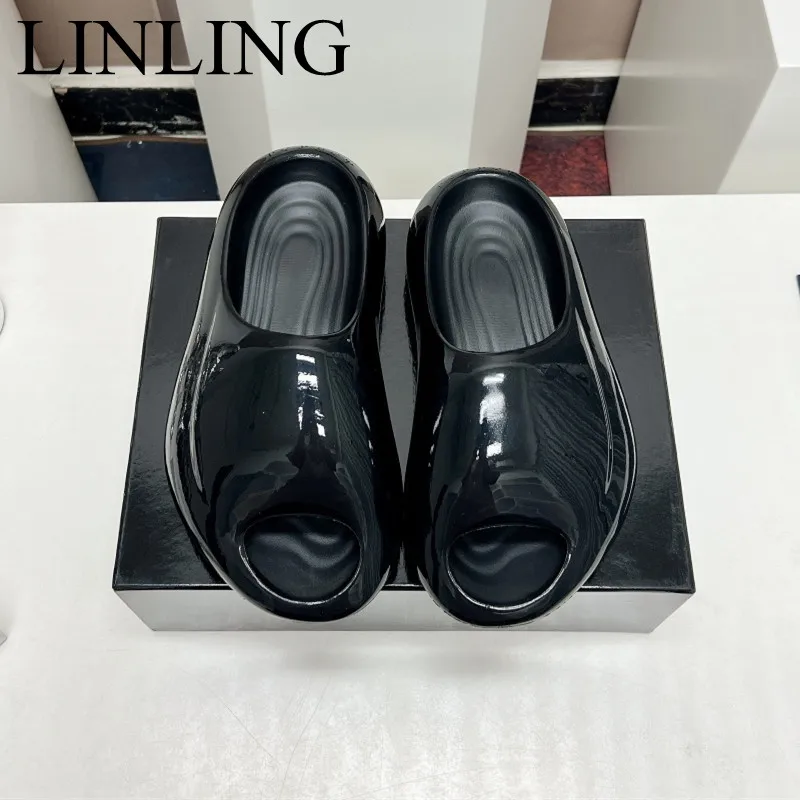 

Летние тапочки для мужчин и женщин, босоножки на толстой высокой подошве, модель 2023 года, Повседневная пляжная обувь с открытым носком, тапочки, Размеры 35-45