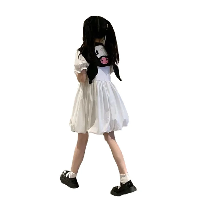 

Sanrio kawaii маленькое свежее милое мультяшное платье Kuromi с воротником женское студенческое летнее маленькое принцесса пушистая юбка в подарок