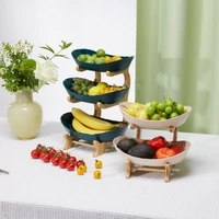 candy dish 23 tiers plastic fruit plate with wood holder snack creative modern dried basket candy dish living room home