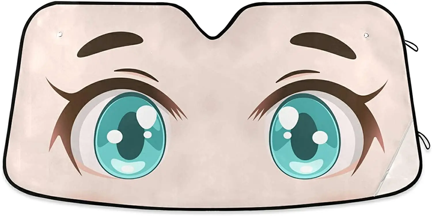 

Japanese girl ladies anime eyes car windshield sun visor front window visor foldable bezel UV visor for car truck SUV van
