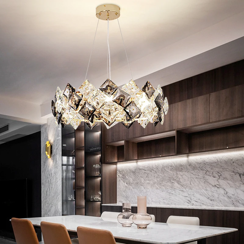 

Luvius Luxury Round Crystal LED Chandeliers Modern Creative Personality E14 Living Room Decoration Light