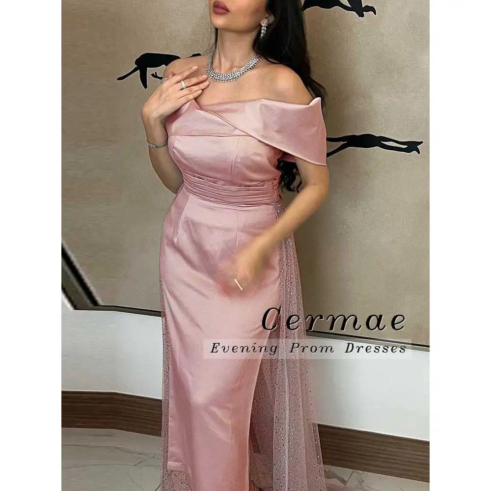 

Великолепное розовое атласное официальное вечернее платье на одно плечо Сартр Аравия 2023 женское Элегантное Длинное бальное платье для свадебной вечеринки