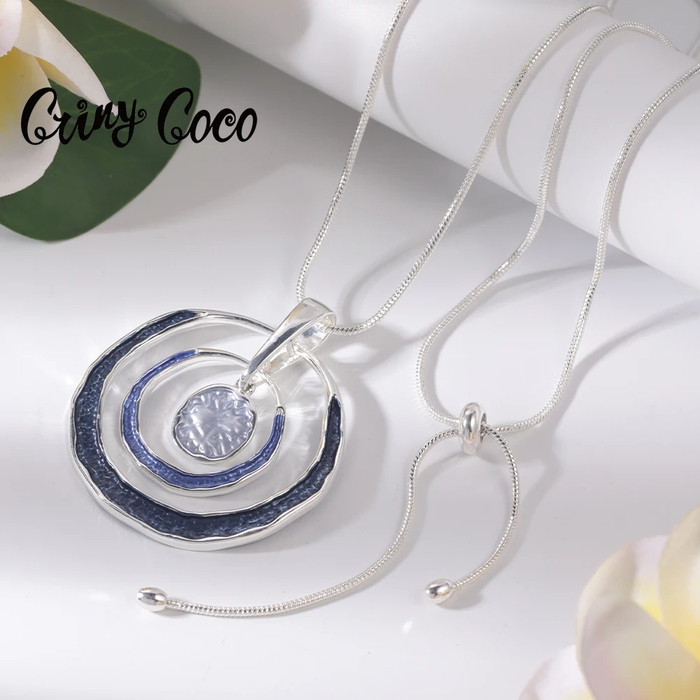 

Cring Coco Enamel Long Necklace Female Big Round Sweater Chain Trendy Necklaces Pendants Jewelry for Women Autumn Mother Gifts