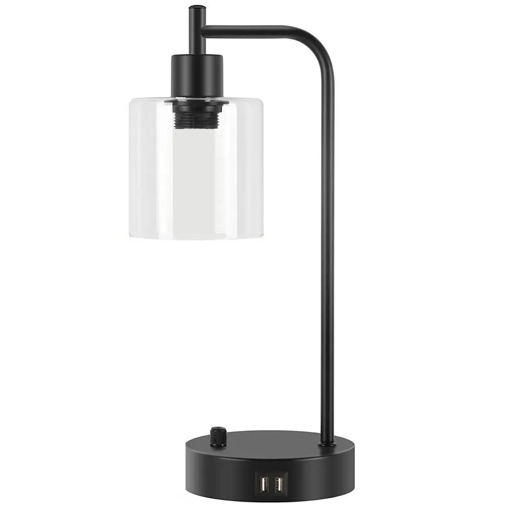 

Nightstand Lamp Glass Shade Bedside Lamp 60W Equivalent Bulb Included Desk Reading Lamp For Bedroom Living Room Office