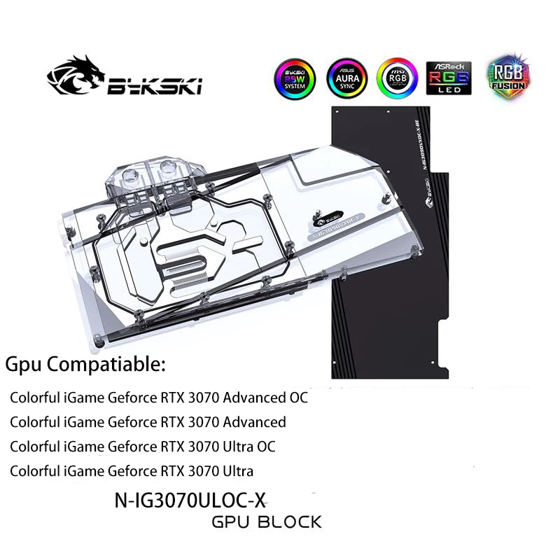

Bykski 3070 GPU Water Cooling Block for Colorful IGame RTX3070 Advanced OC,Graphics Card Liquid Cooler, N-IG3070ULOC-X