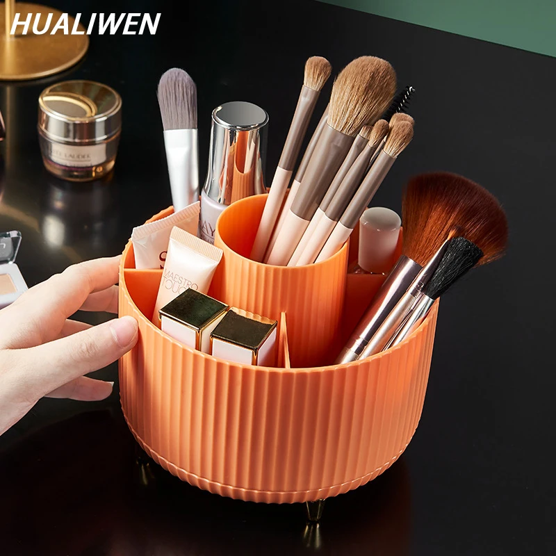 

Вращающийся на 360 ° держатель для ручек, карандаш для помады, бровей, держатель для кистей для макияжа, коробка для хранения косметики, отсек,...