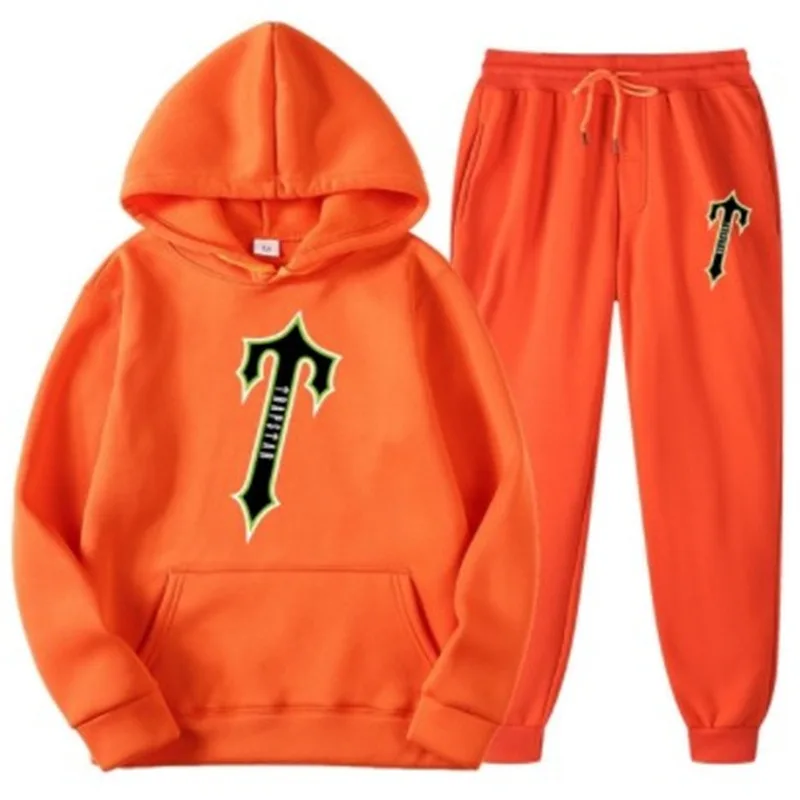 

Men's Tracksuit Trend New Hooded 2 Pieces Set Hoodie Sweatshirt Sweatpants Sportwear Jogging Outfit Trap star Logo Man Clothing