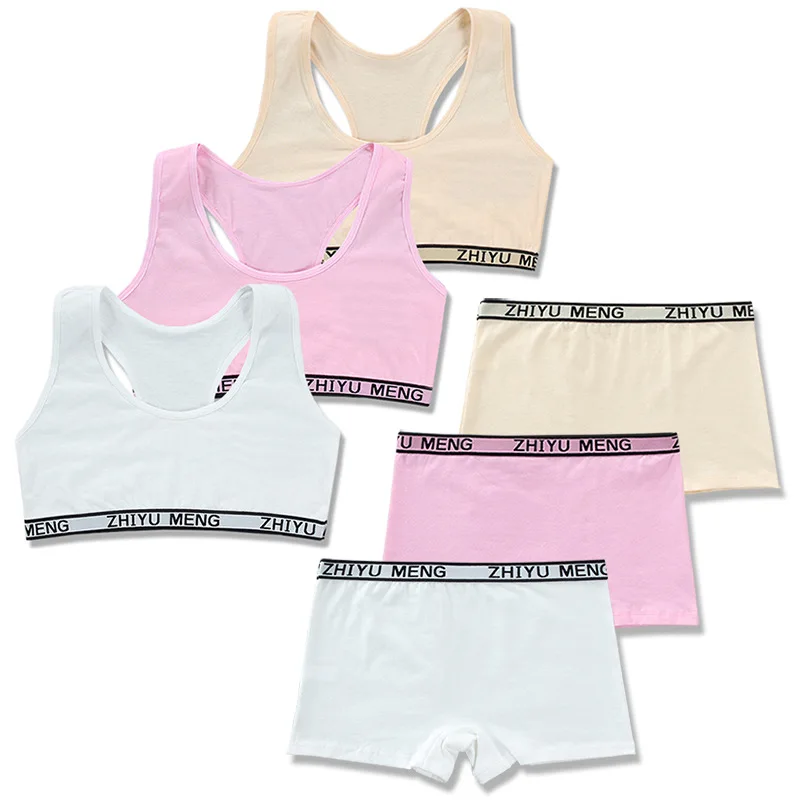 

3 компл./лот; Нижнее белье для девочек; Camisole; Хлопковая хипстерская От 8 до 14 лет; Детский Регулируемый спортивный бюстгальтер на бретельках д...