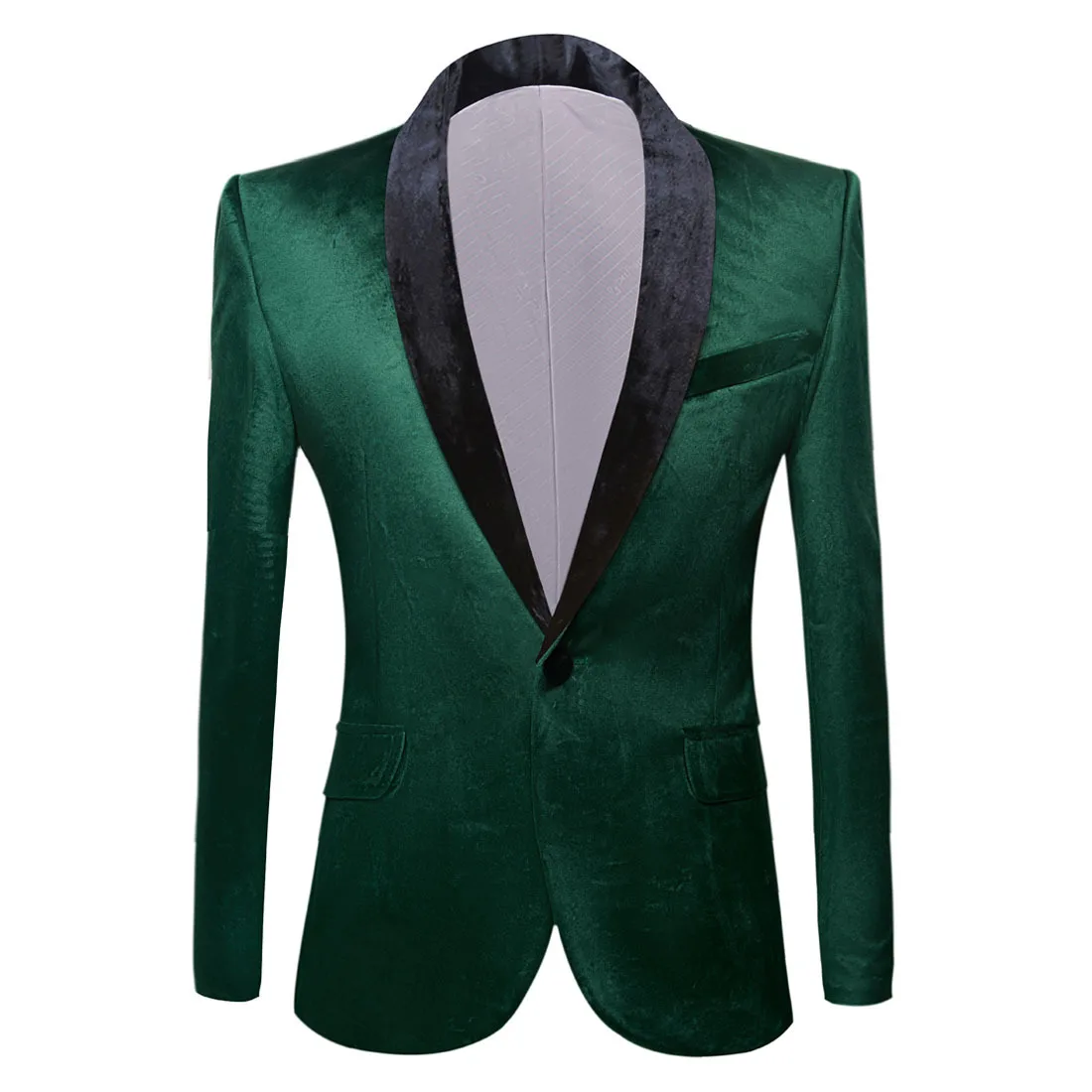 Mens Classic Shawl Collar Green Velvet Blazer Wedding Groom Suit Jacket Casual Blazers Men Masculino Slim Fit Autumn Winter XXXL