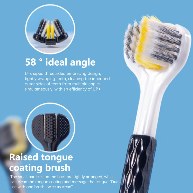 Трехсторонняя зубная щетка с мягкой щетиной для взрослых ультратонкой ухода за