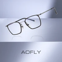 aofly ultralight titanium blue light prescription glasses men myopia eyeglasses male square business style optical eyewear uv400