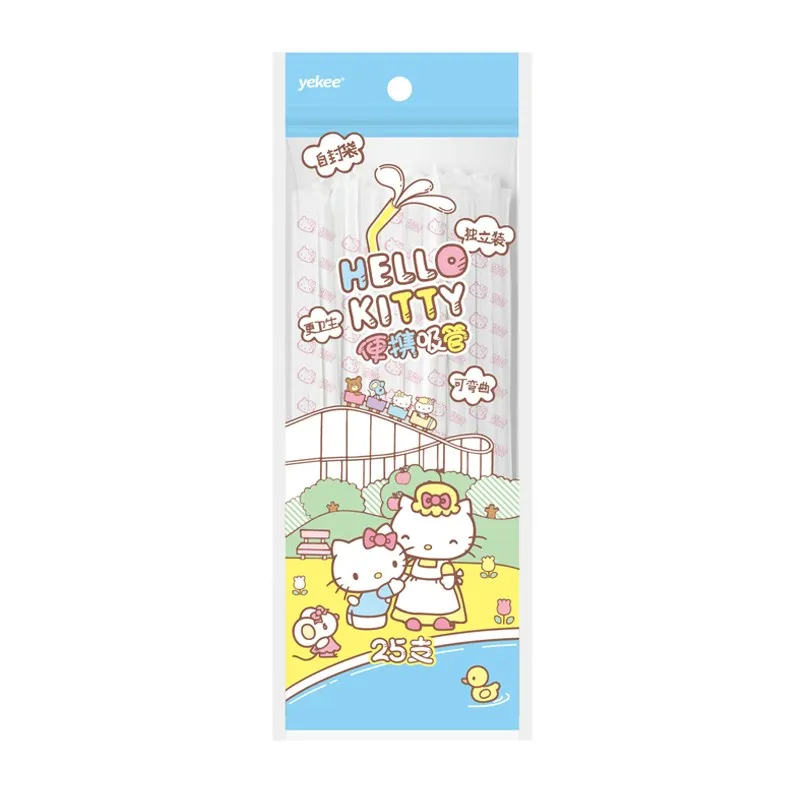 

Hello Kitty Cartoon Disposable Straws Independent Packaging Flexible Pregnant Women and Children Drinking Milk Juice