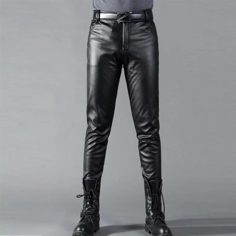 

2022 мужские брюки из коровьей кожи, повседневные облегающие удлиненные брюки первого слоя из коровьей кожи, качественные брюки из натуральн...