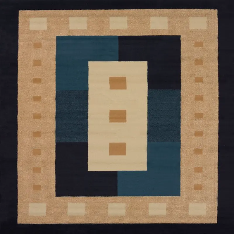 

Stylish Navy Blue Contemporary Border Accent Weavers Ellis Brunswick Rug, 1'10" x 3'
