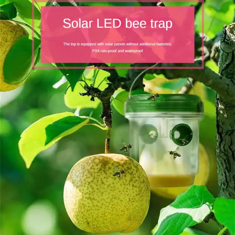 

Solar Wasp Traps Hanging, Yellow Trap with UV LED Light, Reusable Bee Trap Catcher for Hornets,Flying Insects Killer