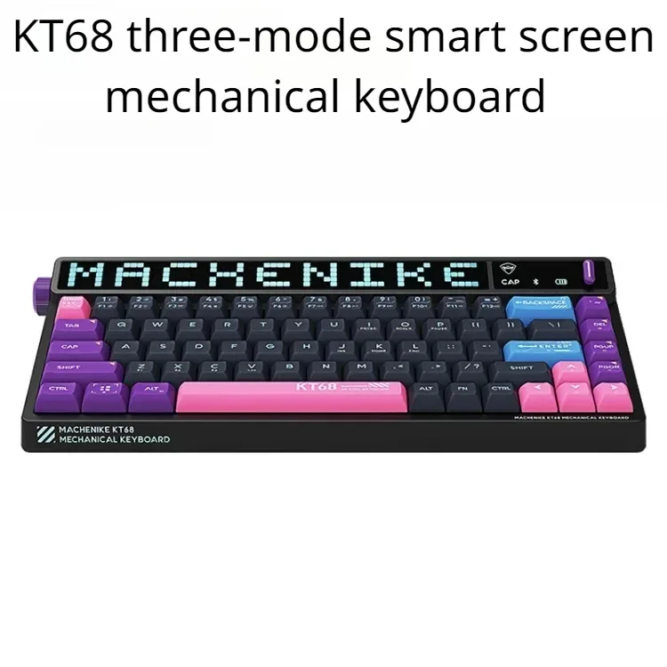 

Original KT68 Wireless Bluetooth Three-mode Mechanical Keyboard Smart Screen Hot-swappable Transparent Keycap Gaming Keyboard