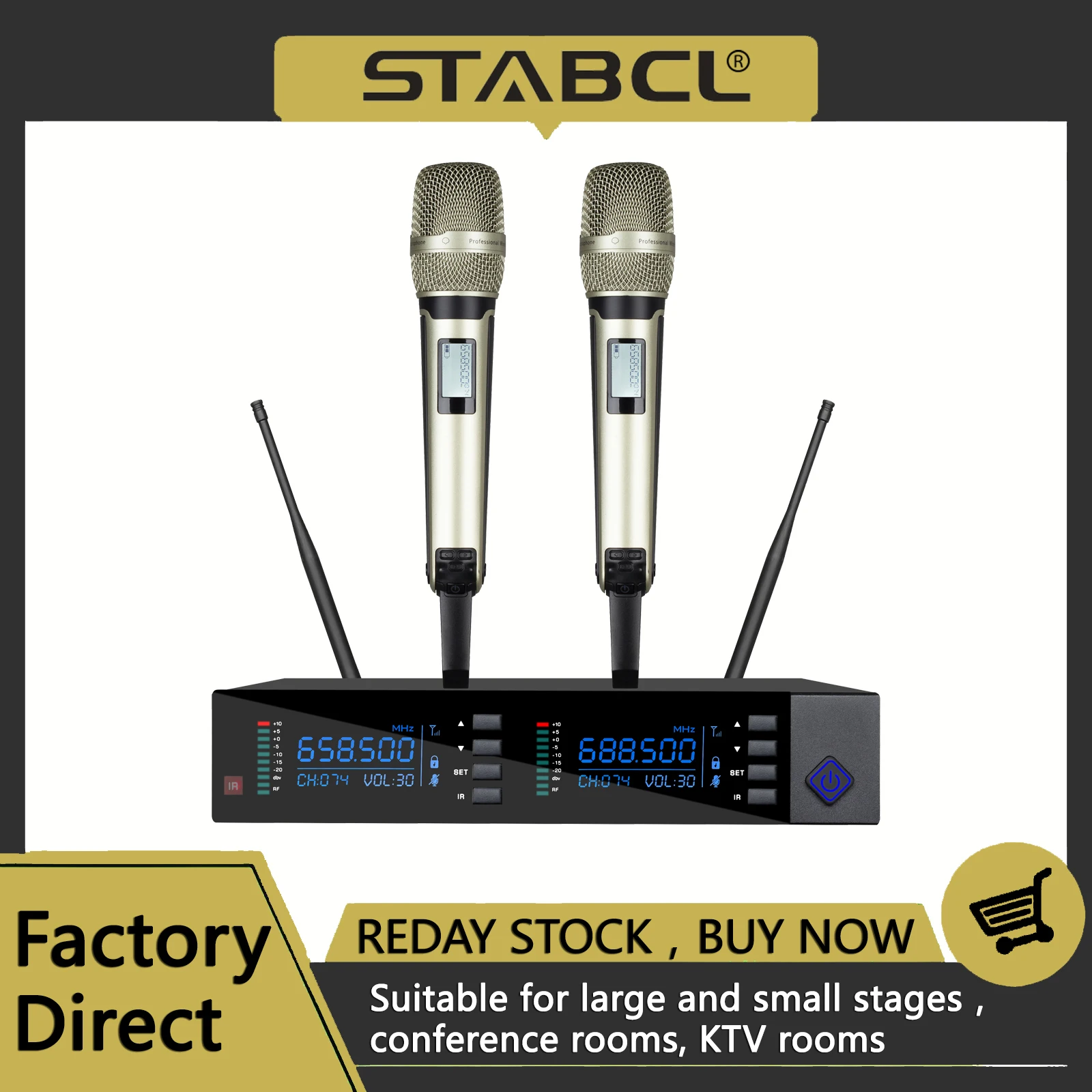 STABCL UHF двухканальная двойная портативная профессиональная беспроводная